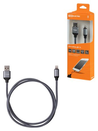 ДК 12 USB - Lightning 1 м тканевая оплетка серый | SQ1810-0312 TDM Дата-кабель