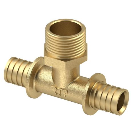 Тройник аксиальный латунь наружн. резьба 20х1/2дюйм желт. RTP 29322