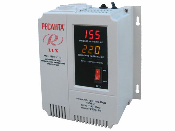 Стабилизатор напряжения АСН-1500Н/1-Ц Lux 1ф 1.5кВт настен. IP20 Ресанта 63/6/20 Huter