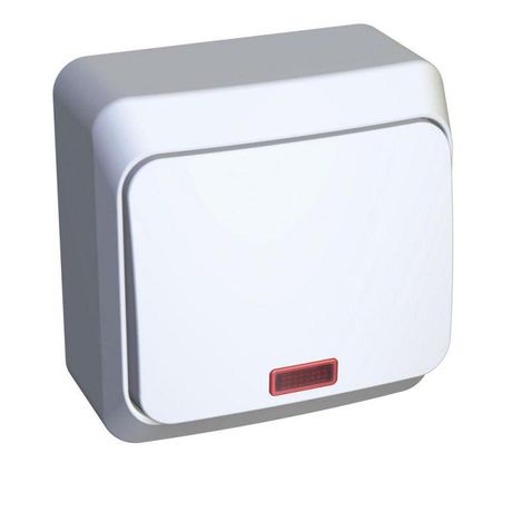 Выключатель кнопочный 1-кл. ОП Этюд 10А IP20 с подсветкой самовозвратом бел. SchE KA10-002B APC