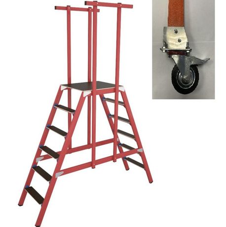 Стремянка стеклопластиковая диэлектр. с симметричной опорой ССД-1.8 ПК (подмость колесами) Диэлектрик Д413785