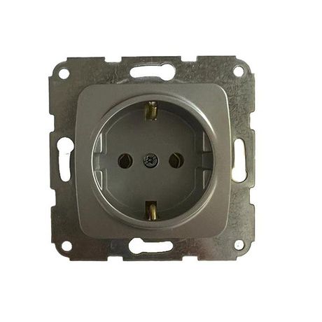 Розетка 1-ая с/з с/у 16А мех. серебряный металлик DEA | KR-78-0271 Kranz