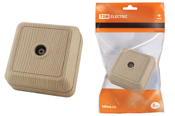 Розетка TВ простая (0-2400 Гц, "мама") открытой установки, IP20 сосна "Ладога" | SQ1801-0058 TDM