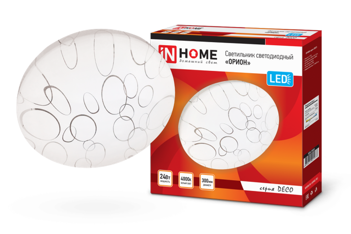 Светильник светодиодный серии DECO 24Вт 230В 4000К 1560лм 300х55мм ОРИОН | 4690612021973 IN HOME