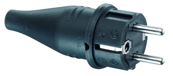 Кабельная резиновая вилка прямой ввод с мультизаземлением IP44 16A 2P+E 250V, чёрный - 1419190 ABL SURSUM
