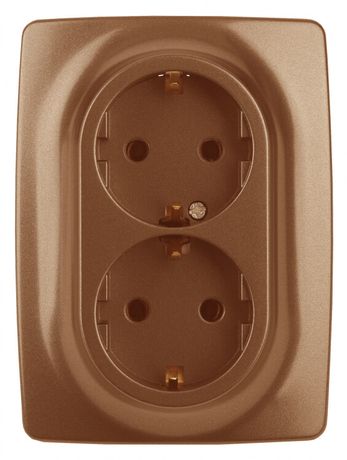Розетка 2-м СП Эра12 12-2108-14 16А IP20 250В 2х2P+E Schuko защ. шторки медь Эра Б0036450