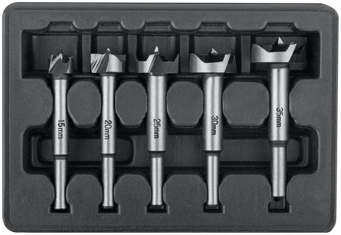 Фрезы по дереву (сверла Форстнера) усиленная 60# сталь 5 шт 15/20/25/30/35 мм - 36552 РОС