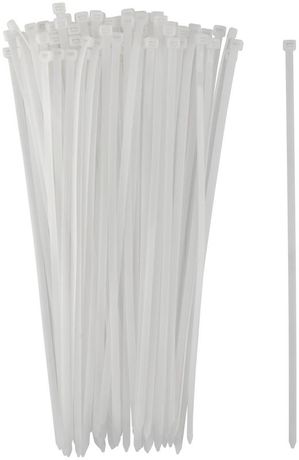 Хомуты нейлоновые для проводов, белые 100 шт., 7,6х400 мм - 60382 РОС