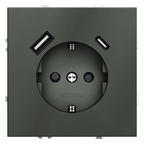 Розетка 1-м СП S70 16А с USB A+С заземл. защ. шторки механизм титан Voltum VLS040506 Voltum арт. VLS040506