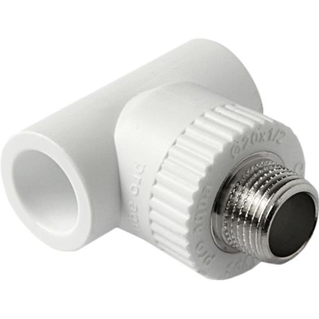 Тройник комбинированный 20 х 1/2' НР полипропиленовый PPR белый - PA25008P PRO AQUA