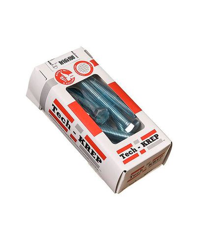 Болт DIN933 с шестигранной головкой оцинк. М10х100 (12 шт) - коробка ок. Tech- ( 0,721 кг) | 126516 Tech-KREP Tech-KREP/Zitar арт. 126516