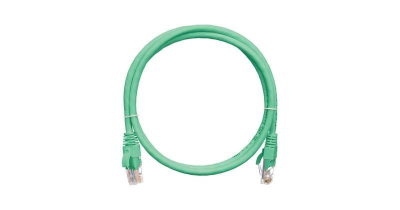 Патч-корд кат.5E (класс D) U/UTP 4 пары 24 AWG (7х0.205мм) 100МГц 2хRJ45 (8P8C) BC чистая медь LSZH нг(А)-HFLTx 2м зел. NIKOMAX NMC-PC4UD55B-020-C-GN