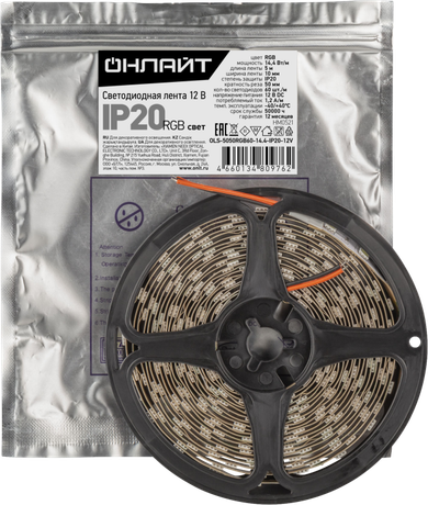 Лента светодиодная 80 977 OLS-5050RGB60-14.4-IP65-12V (уп.50м) ОНЛАЙТ 80977 Navigator 24904