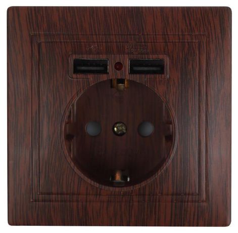 Розетка P+E Schuko со шторками, 16А-250В + 2хUSB 5В-2,1А, IP20, СУ, Plano, венге, 1-410-10 - Б0043251 ЭРА