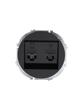 Розетка компьютерная + телефонная OSEN RJ45 кат.6 RJ11 с модулем механизм черн. бархат LEZARD 743-4288-144