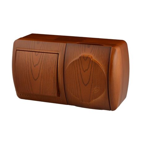 Блок Nata (розетка с заземл. защ. крышкой + 1-кл. выкл.) сосна LEZARD 710-0800-170