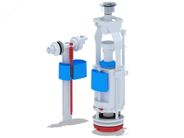 Набор для бачка унитаза с боковой подводкой 1/2'с пластиковым щтуцером 2-ая кнопка хром, эконом - WC3050C АНИ пласт