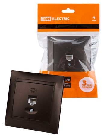 Розетка телефонная RJ11 шоколад "Лама" | SQ1815-0515 TDM