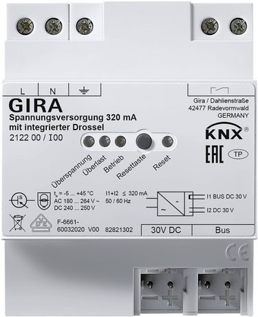 Источник питания 320 мА с интегрированным дросселем Gira KNX 212200