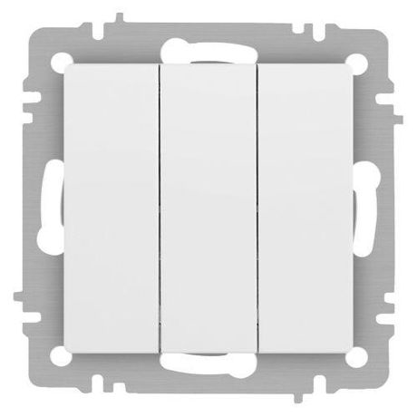 Выключатель трехклавишный, в рамку (скрытого монтажа) сталь 10А 250В винтовые зажимы Intro Accent 6-106-01М - Б0063532 ЭРА