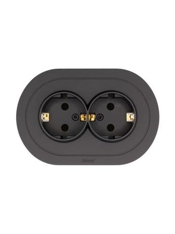 Розетка 2-м СП OSEN IP44 с заземл. ПБТ круглая черн. бархат LEZARD 744-4200-127BPCH