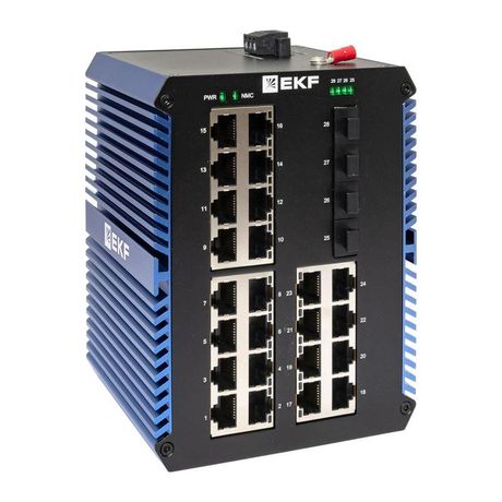 Промышленный неуправляемый коммутатор U-4GX/SFP-24GTP, 4 порта 1000Base-X SFP, 24 10/100/1000Base-T(X) RJ45 c PoE, монтаж на динрейку TSX |TSX-U EKF TSX-U-4GX/SFP-24GTP
