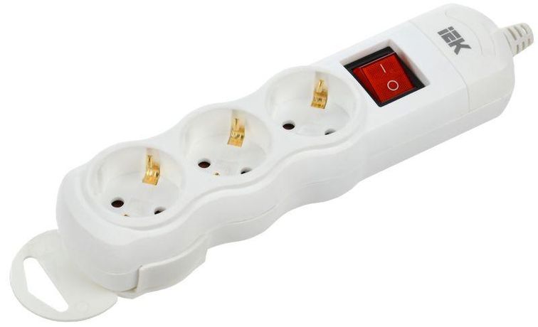 Розетка переносная разборная с выключателем РПр03В 3 места IEK - WYP10-D-KP-16-03-ZKS-K01