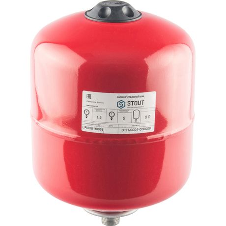 Бак расширительный на отопление 8 л. (цвет красный) - STH-0004-000008 STOUT RG008P29LF17KB
