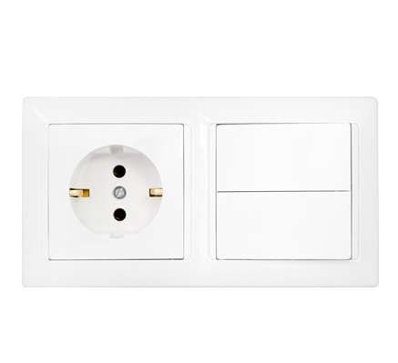 Блок СП (розетка с заземл. + 2-кл. выкл.) бел. Bylectrica 2В-РЦ-693