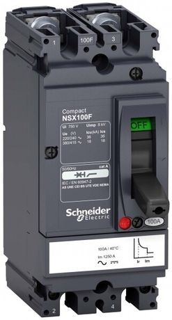 Выключатель автоматический двухполюсный NSX100F 100A AC/DC - LV438600 APC