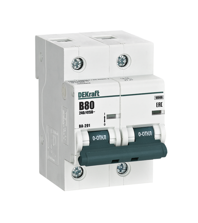 Автоматический выключатель 2Р 80А х-ка B ВА-201 10кА | 13038DEK DEKraft APC