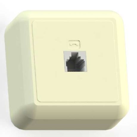 Розетка телефонная 1-м ОП Оптима РТ5-7 (в компл. с монтажной пластиной) сл. кость Кунцево 8039