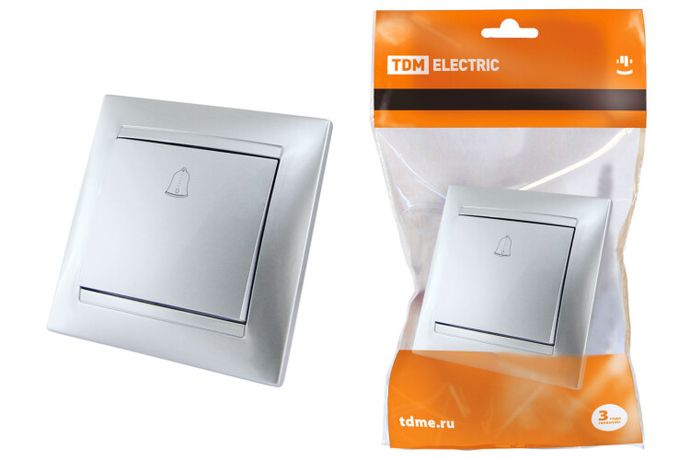 Кнопка звонковая 6А серебр. металлик "Лама" | SQ1815-0208 TDM