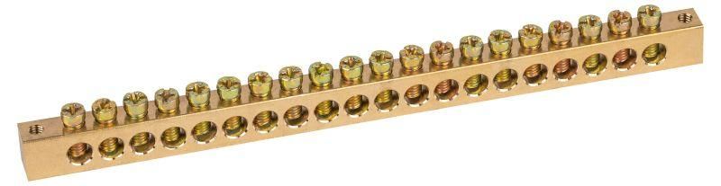Шина NO-122-27 PEN земля-ноль 8х12мм 20/2 латунная крепеж по краям | Б0047242 ЭРА