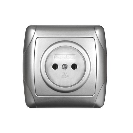 Маргарита розетка одноместная б/з, с/у, 16А, 220В, серебро (еврослот) - М0022-S Союз