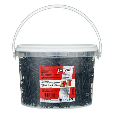 Саморез ШСГД 4,2х75 (700 шт) - ведро ( 2,996 кг) | 100931 Tech-KREP