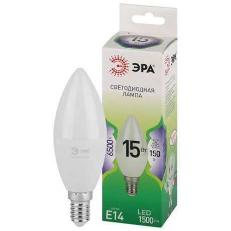 Лампа светодиодная LED 15 Вт 1500Лм 6500К свеча холодный E14 220-240В B35-15W-865-E14 Green Line - Б0067091 ЭРА