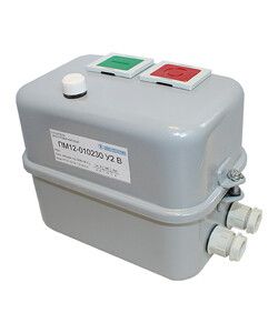 Пускатель электромагнитный ПМ12-010230 У2 В 10А 380В/50Гц 1НО IP54 нереверсивный с реле РТТ5-10-1 7.0-10.0А корпусе кнопками ПУСК + СТОП R лампа Электротехник ET000204