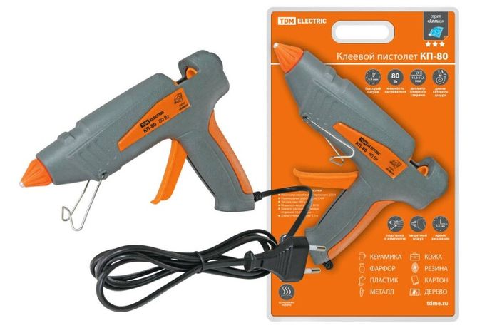 Клеевой пистолет КП-80 , 11,3 мм, с подставкой, шнур 1,3 м, 80 Вт, Т=220 "Алмаз" | SQ1024-0102 TDM