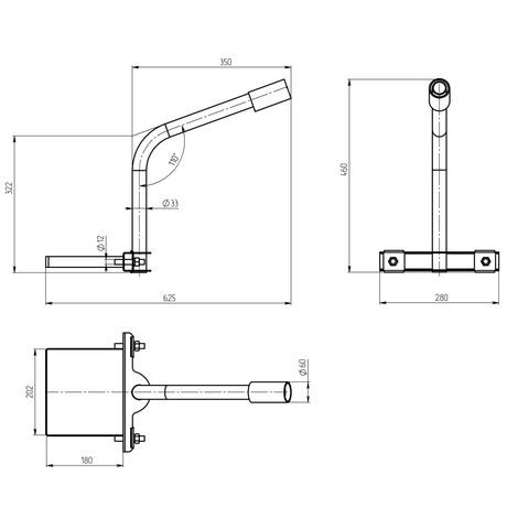 Кронштейн для уличного светильника SPP-AC3-0-350-060 на опору с 1 хомутом 625х460х280 d60мм Эра Б0047654