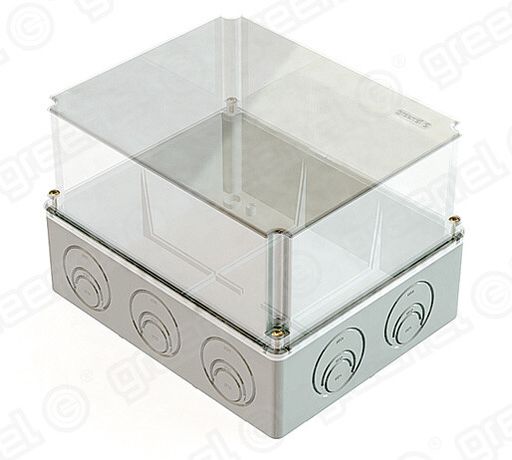 Коробка приборная (подъездная) наружного монтажа с прозрачной крышкой 240х195х165мм IP44. в комплекте вводы | GE41277 Greenel