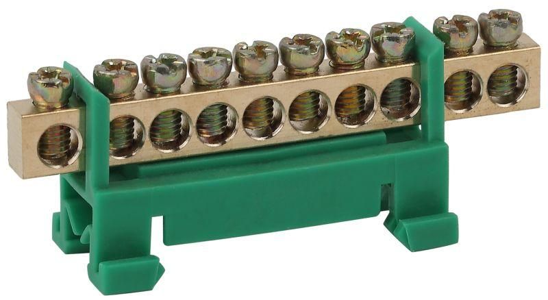 Шина PE "Земля" в изоляторе типа стойка ШНИ 6х9-10-Д-Зеленый (5/200/9600) NO-222-80-1 | Б0044129 ЭРА