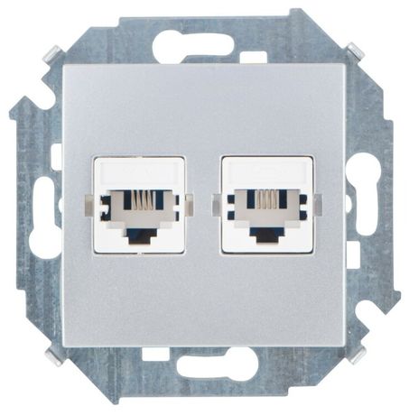 Розетка телефонная 2-м Simon 15 RJ11 винтов. зажим механизм алюм. 1591589-033
