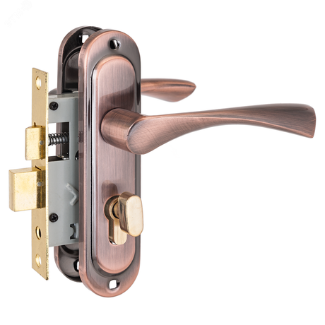 Замок врезной с ручками для деревянных дверей, СТАНДАРТ 103/50B старая медь - 4848 ПТК