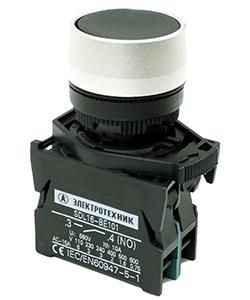 Выключатель кнопочный ВК22-BA25, черный, 1НО+1НЗ, цилиндр, хром, без подсветки, d22мм - ET521006 Электротехник