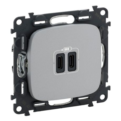 Устройство зарядное Valena Allure с 2-мя USB-разъемами тип C-тип C 240В/5В 3000мА лиц. панелью алюм.Leg 755347 Legrand