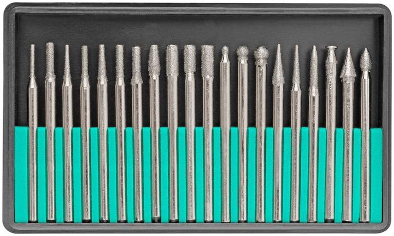 Набор шарошек усиленная сталь с алмазным напылением штифт d3мм (уп.20шт) FIT 36485 РОС