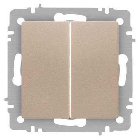 Переключатель Intro Accent 6-107-04 двойной, 10А-250В, IP20, СУ, AL/CU, шампань | Б0063562 ЭРА