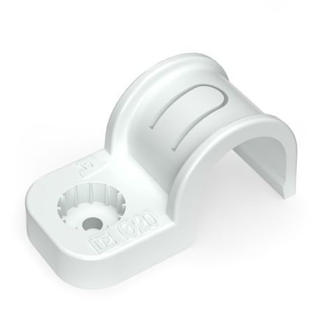 Крепеж-скоба пластиковая односторонняя для прямого монтажа белая в п/э д20 (50шт/600шт уп/кор) | PR13.0377 Промрукав Строитель