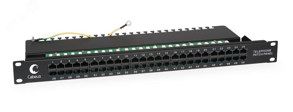 Патч-панель PL-50-TEL-Dual IDC 19дюйм (1U) 50 портов RJ-45 Dual (телефонная раскладка) Cabeus 7003c